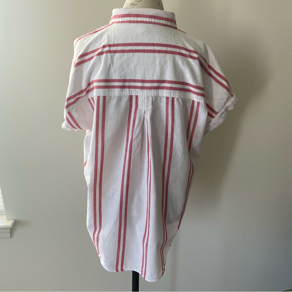 Goodthreads Red & White Striped Button Up Shirt - image 3